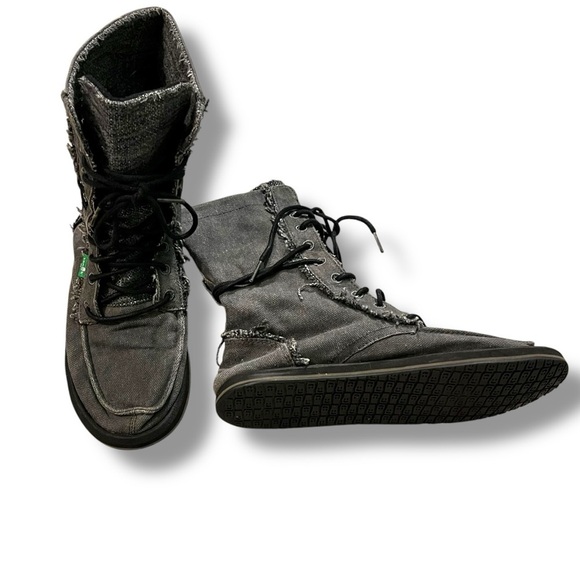 Sanuk Stevie Side Walk Ankle boots Combat Canvas Laceup Grunge Minimalist size 6 - Picture 1 of 11